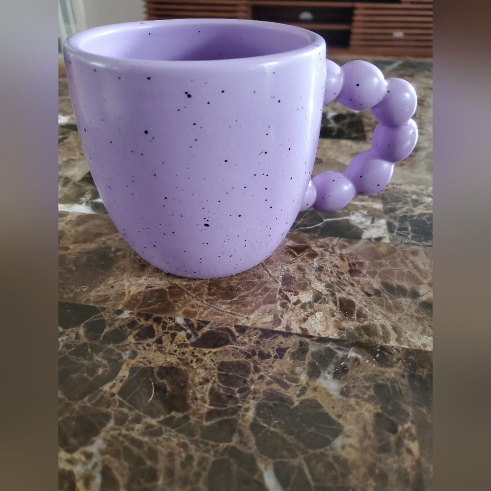 Purple Speckled Mug with Beaded Handle